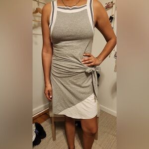 Daily Practice Anthropologie Striped Wrap Dress Small NEW Grey